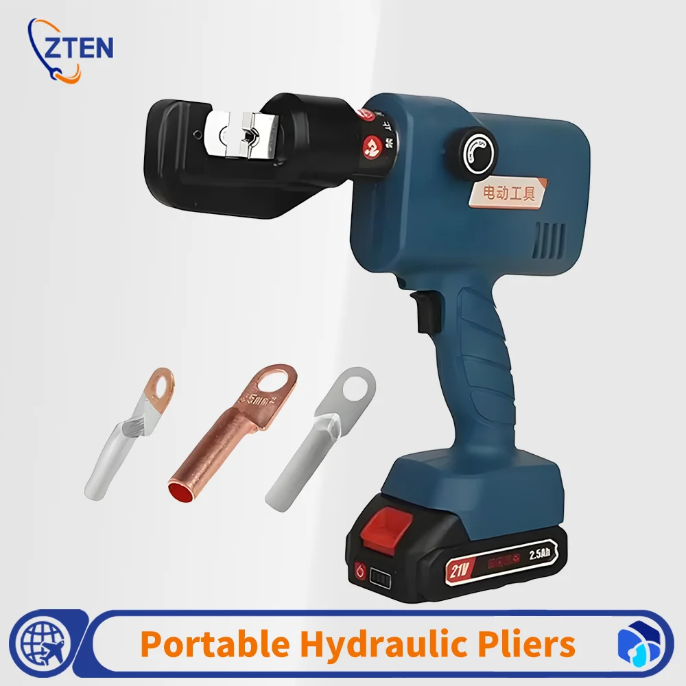 Cordless Hydraulic Crimping Tool | Rechargeable Lithium Battery | Portable Electrical Pliers - Thumbnail 3