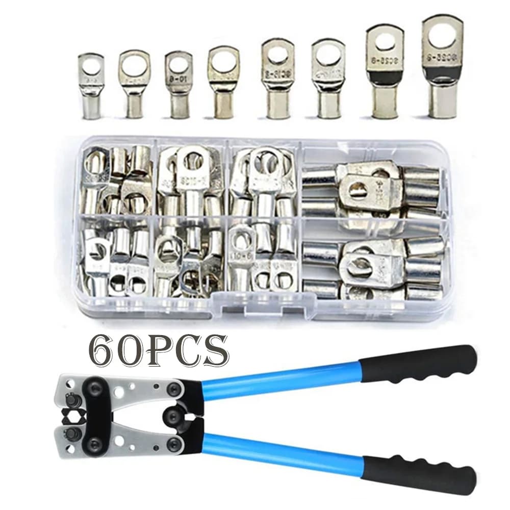 Automotive Wire Terminal Kit | 60-Piece Copper Connector Set | Battery & Cable Crimp Solutions - Thumbnail 5