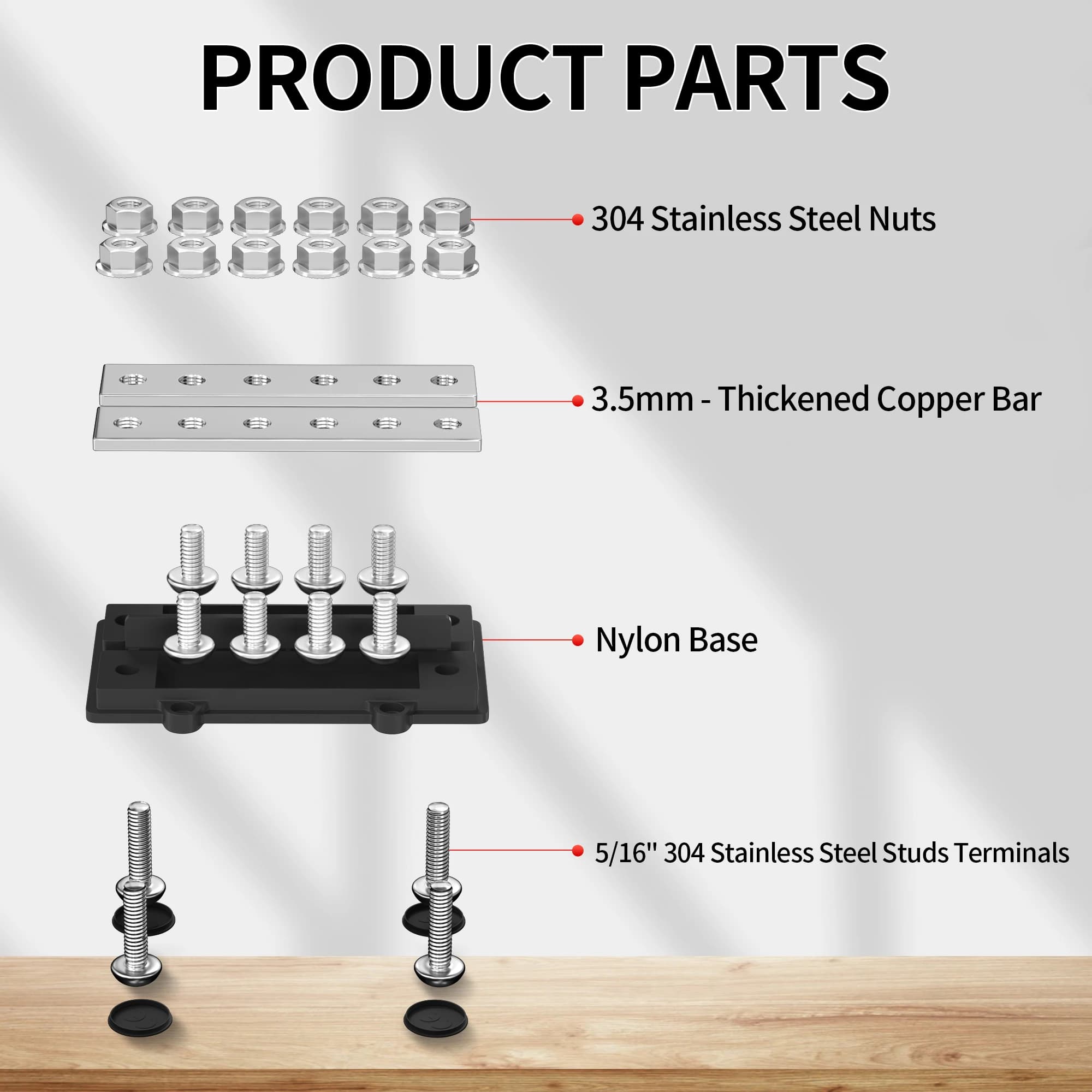 Heavy-Duty 250A Bus Bar | 12V Dual-Row Power Distribution Block | 12-Port 5/16 Terminal - Thumbnail 2