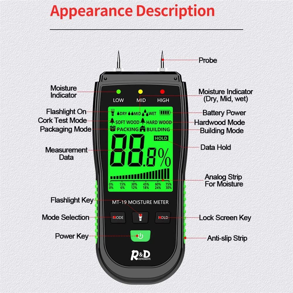 Humidity Meter: Wood Moisture & Wall Hygrometer for Timber & Building Materials - Thumbnail 4