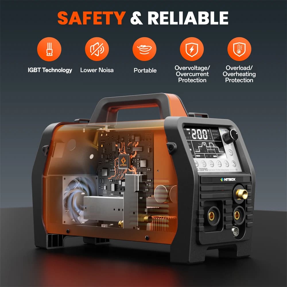 HITBOX TIG200PRO 6 in 1 Welding Machine Spot Pulsed HF TIG MMA ARC Force LED Digtal Display IGBT lnverter Cold Welder Tool 2T/4T - Thumbnail 2