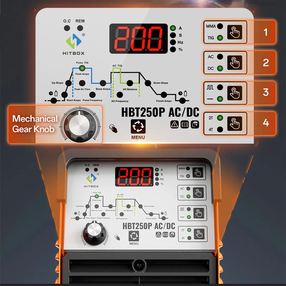 TIG/Stick Welder | 250A IGBT Inverter | AC/DC with Pulse & HF Start | Digital Precision - Thumbnail 2