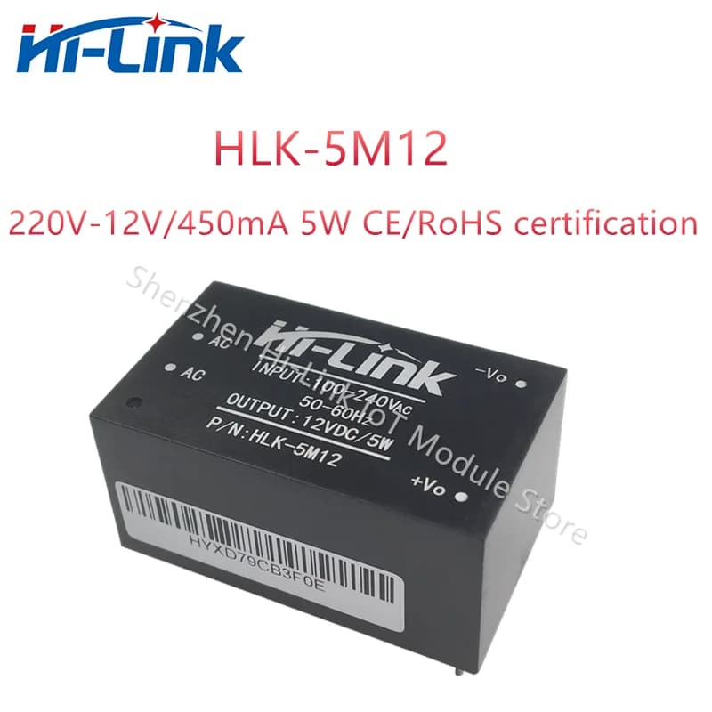 220V to 12V DC Power Converter | HLK-5M12 Mini Step-Down Module | High-Efficiency Voltage Regulator - Thumbnail 5