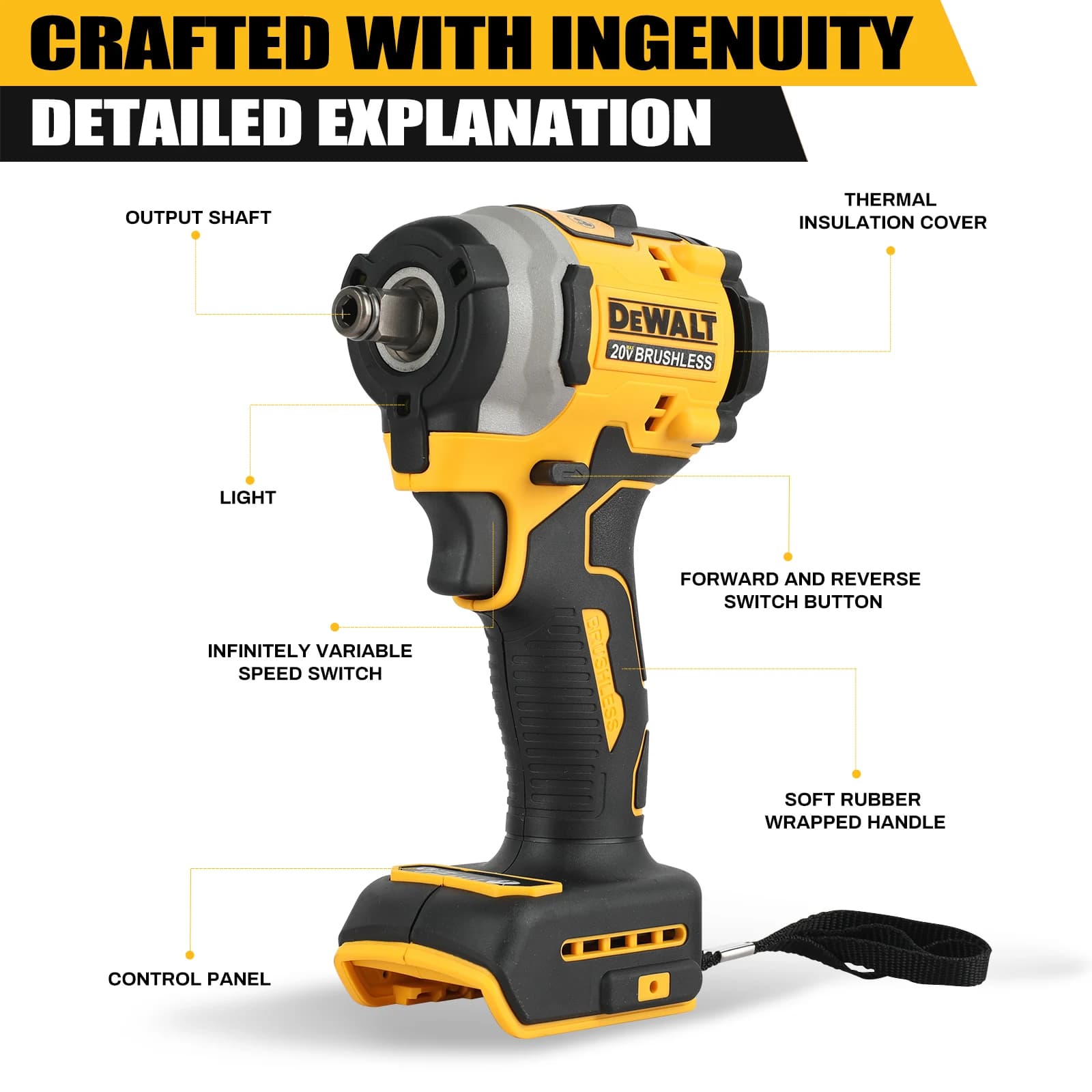 DeWalt DCF850 20V Cordless Impact Wrench | High-Torque Professional Power Tool | Lithium-Ion Battery - Thumbnail 3