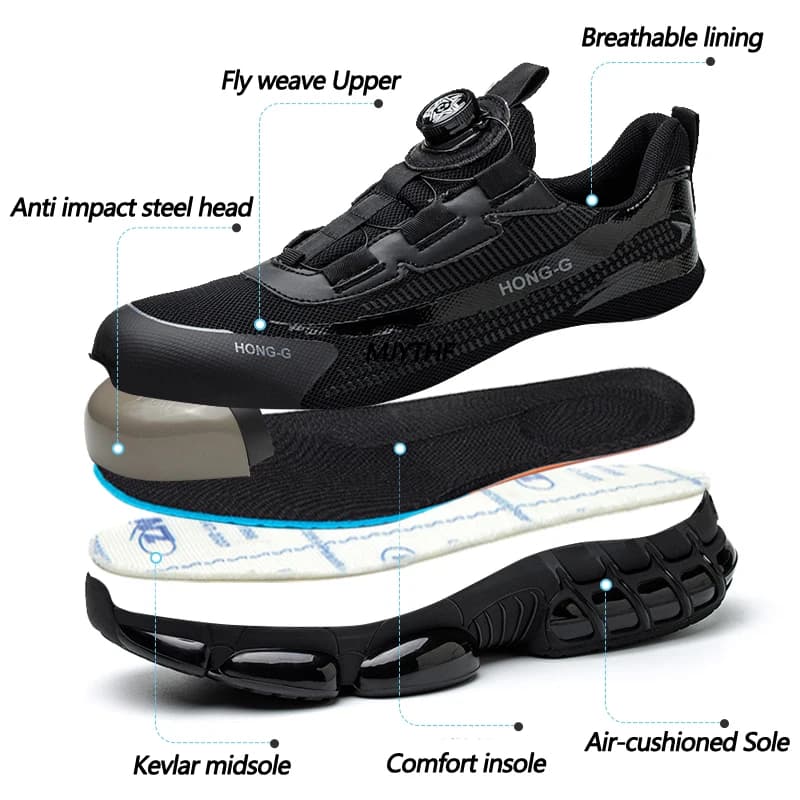 Toe Work Sneakers | Anti-Puncture Safety Shoes | Men's Lightweight Protective Footwear - Thumbnail 2