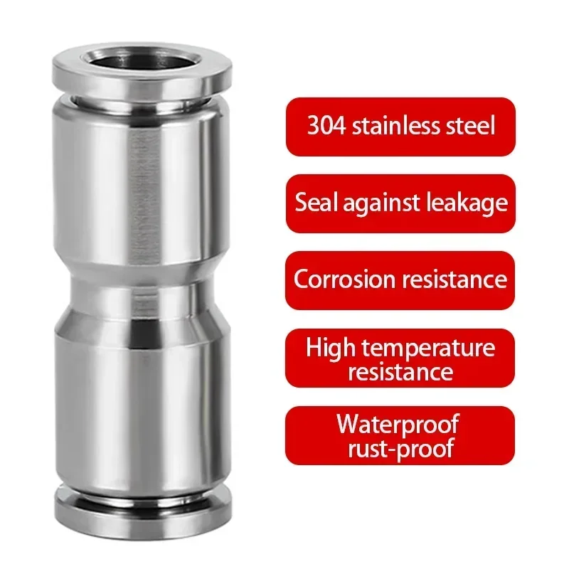 Pneumatic Quick-Connect Fittings | 304 Stainless Steel | 4-10mm Sizes | Air Compressor & Hydraulic - Thumbnail 3