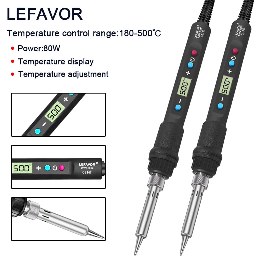 80W Digital Soldering Station | Precision Temperature Control 100-500°C | Home & DIY Repair Kit - Thumbnail 4