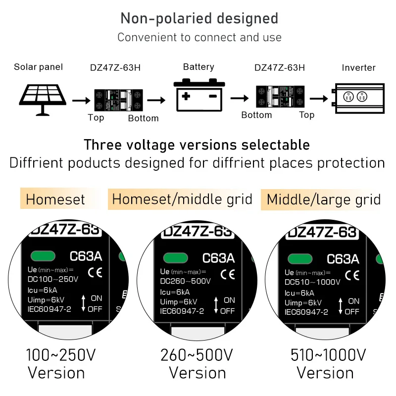 DC Circuit Breaker | 16A-63A Solar & Battery Protector | 100V-1000V DC MCB - Thumbnail 4