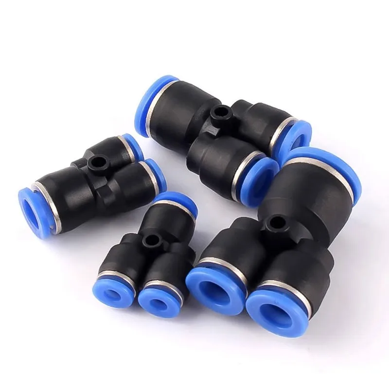 Pneumatic T-Fitting Connector Kit | 4-16mm Quick-Release Air Hose Fittings | 5-Piece Set - Thumbnail 6