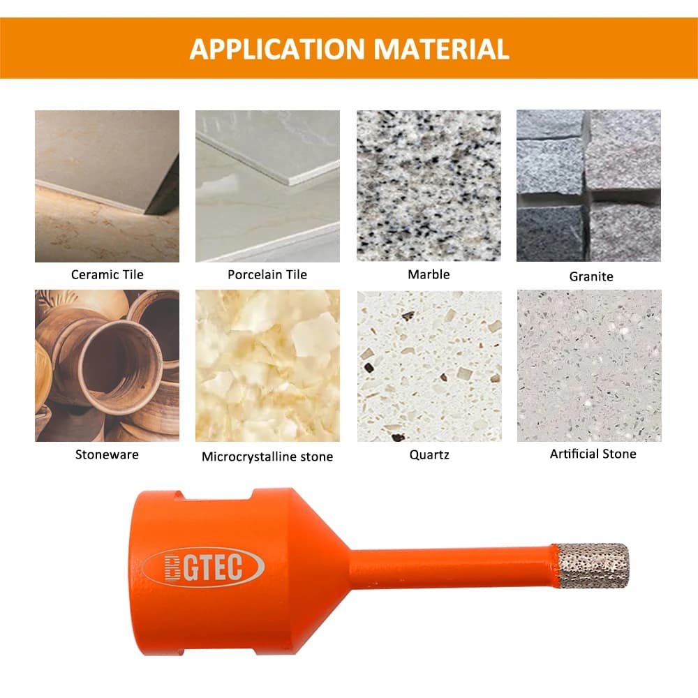 Diamond Hole Saw Kit | 6/8/10mm Tile & Stone Drill Bits | M14/5/8 Arbor - Thumbnail 3