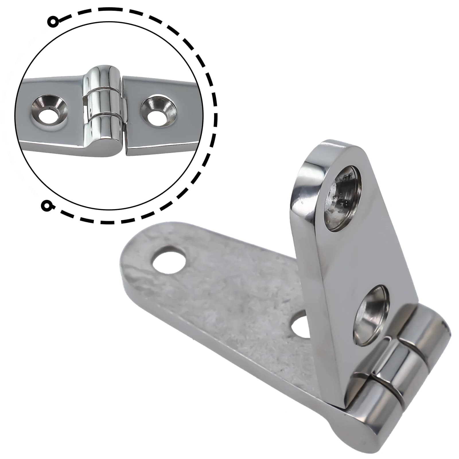 Grade 316 Stainless Hinge | Heavy-Duty Boat & Hatch Door | Solid Cast Strap Hardware - Thumbnail 4