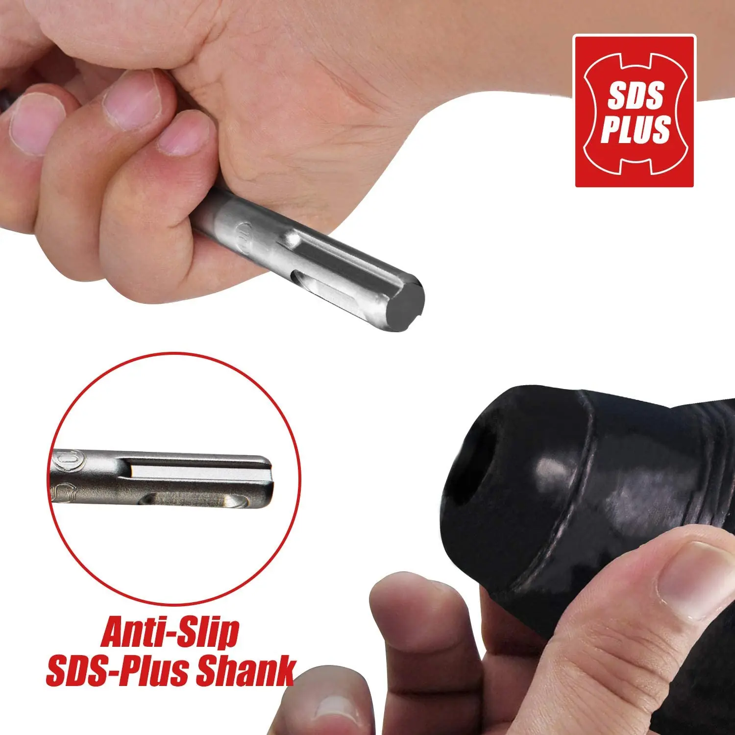 SDS-Plus Hammer Drill Bit Set | 5-Piece Carbide-Tipped for Concrete & Masonry - Thumbnail 4