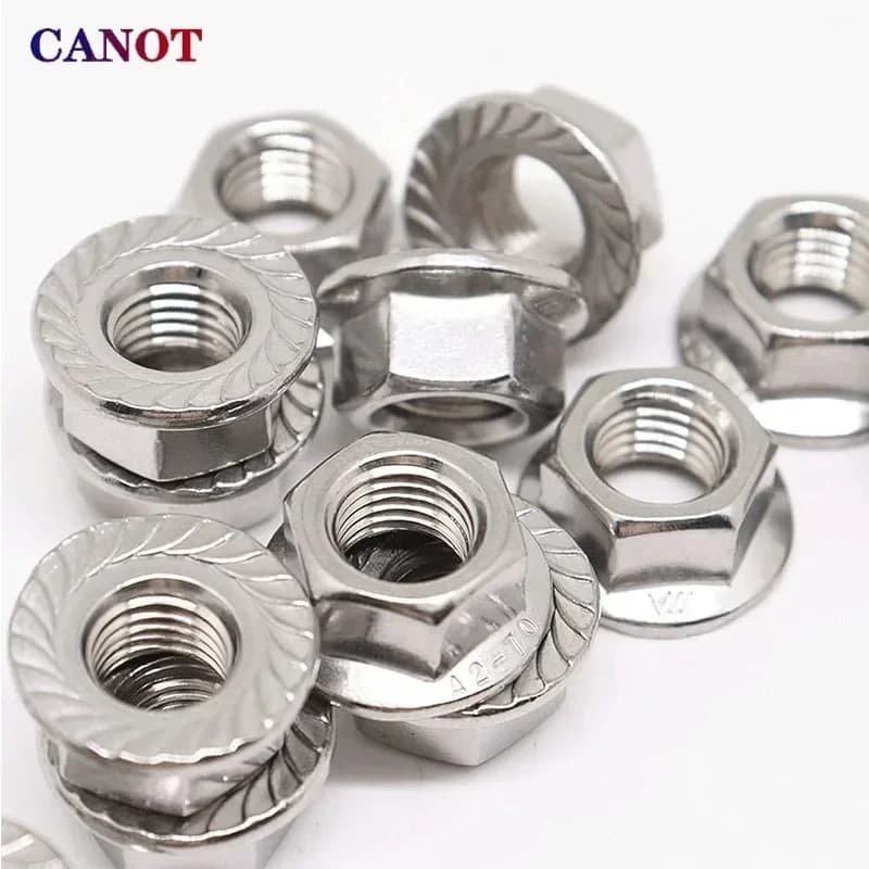 50PCS 304 Stainless Steel Flange Nuts | Serrated Locking Hex Head | DIN6923 M3-M20 - Thumbnail 5
