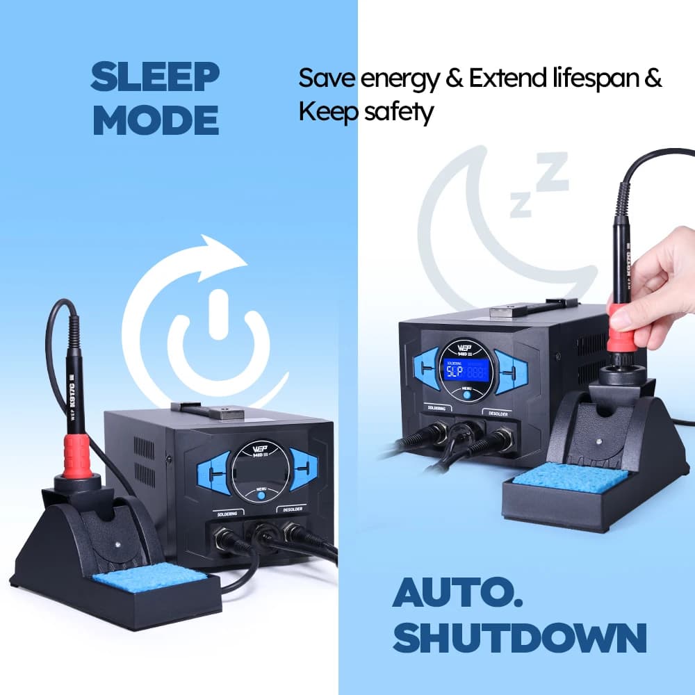 948D-III Desoldering Station | 110W 2-in-1 ESD Safe Iron | Fast-Heating Suction Tin Gun - Thumbnail 3