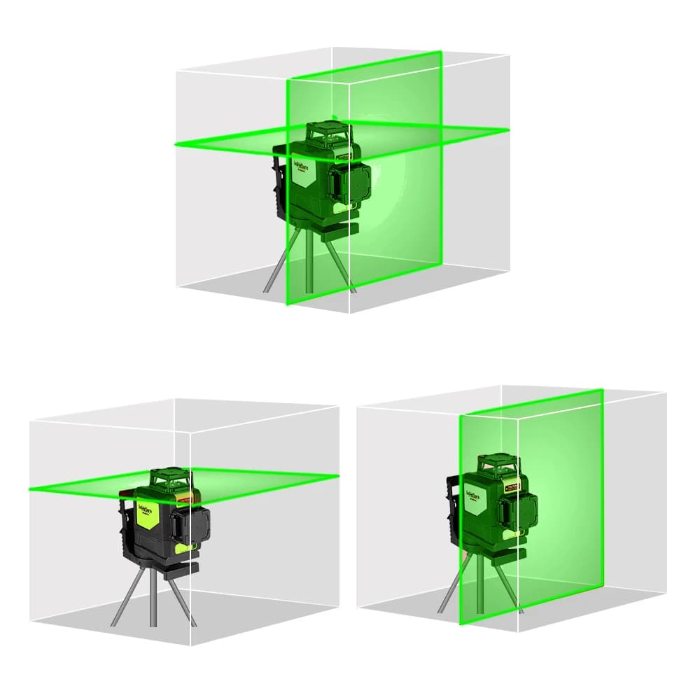 360° Self-Leveling Laser Level | 3D Green Beam | 5/8/12-Line Projection - Thumbnail 3