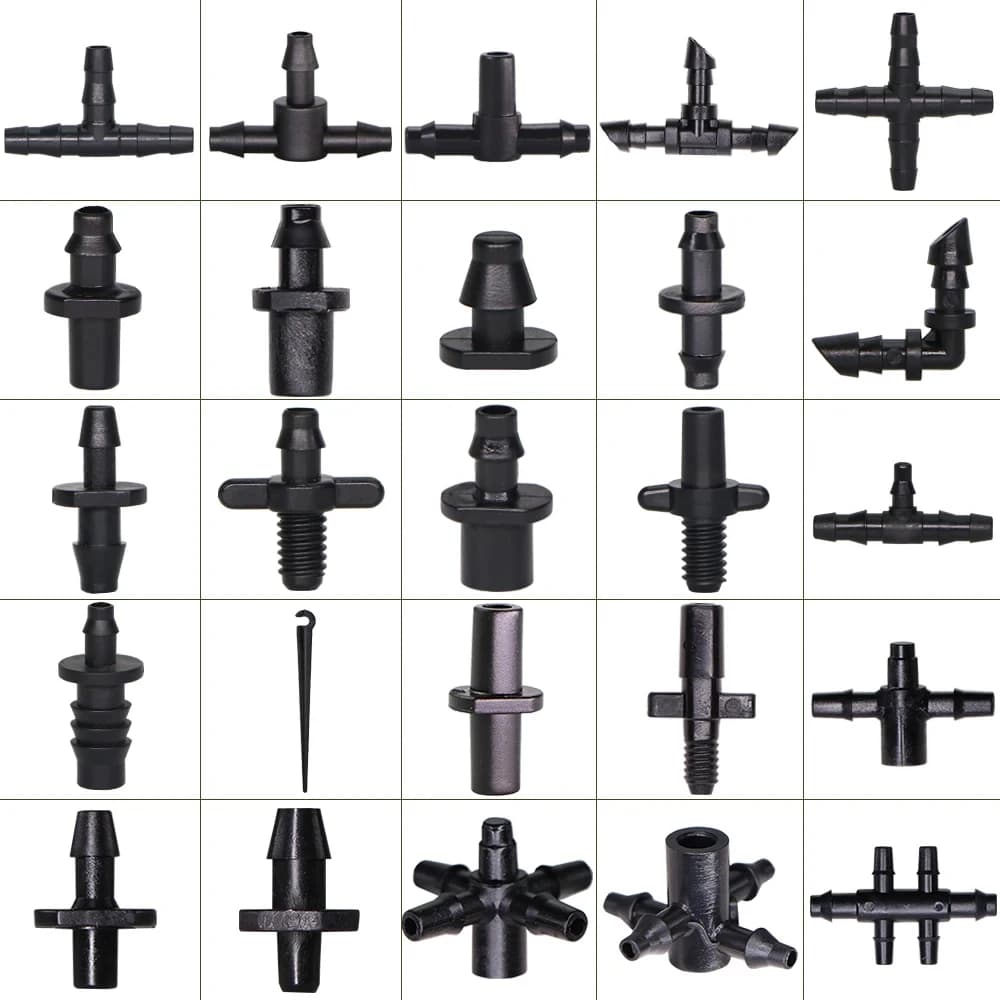 Drip Irrigation Fittings Kit | 1/4 Barbed Connectors, Tees & Plugs | Garden Watering System - Thumbnail 2