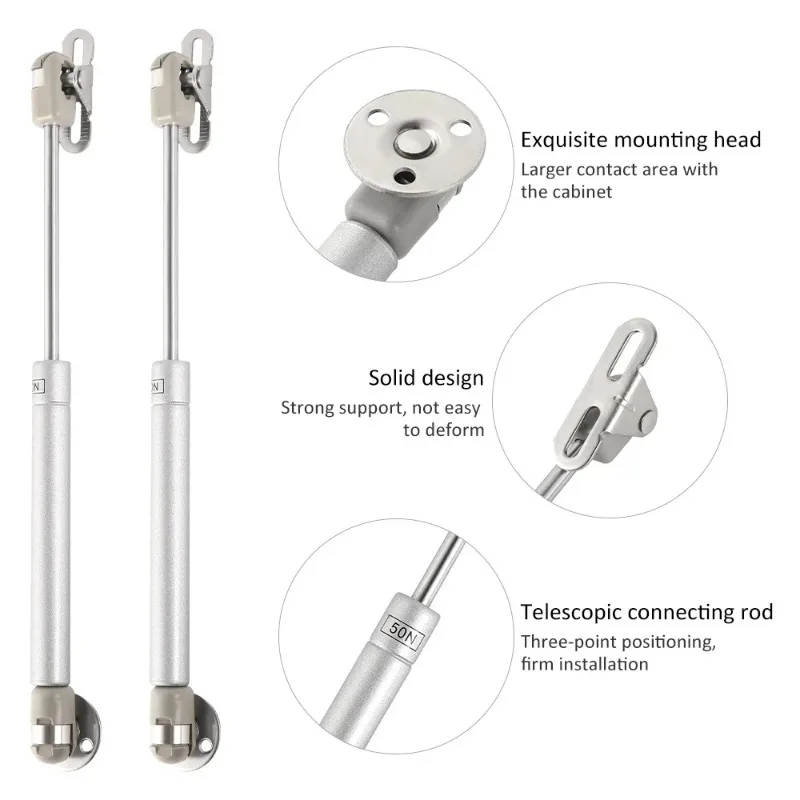 Force Gas Spring Hinges | 20N-200N Pneumatic Support | 2/4Pcs Furniture Hardware Set - Thumbnail 2