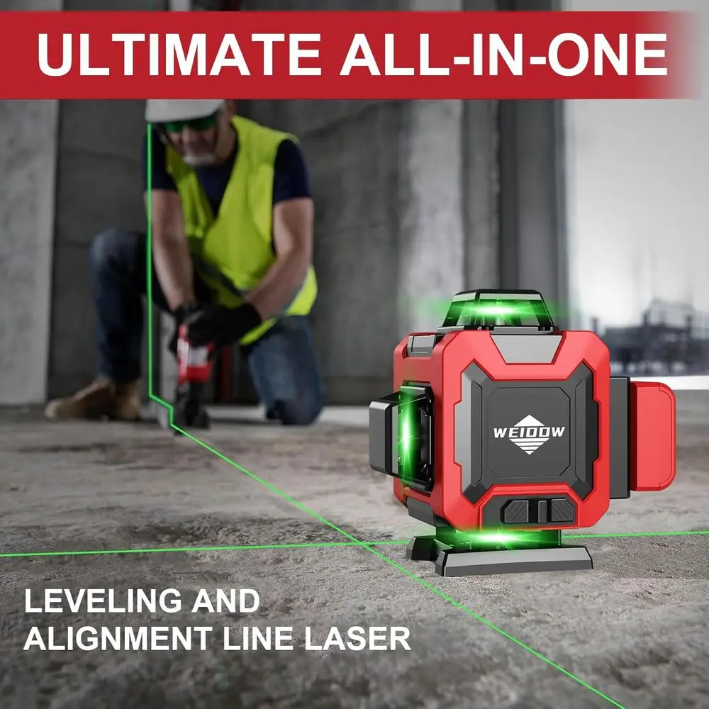 4D Laser Level | 360° Self-Leveling | Horizontal & Vertical Line Projection - Thumbnail 2