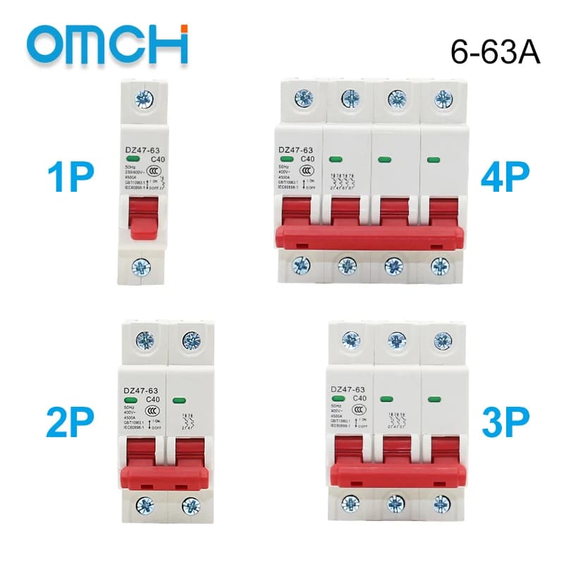 DZ47-63 DIN Rail Circuit Breaker | 1-4 Pole MCB | 6A-63A | 400V AC for Home Electrical Protection - Thumbnail 5