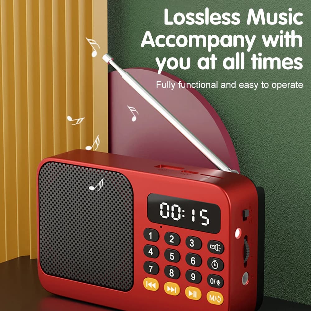 Digital FM Radio & MP3 Player | Rechargeable Speaker with LED Display | USB/TF Playback - Thumbnail 4