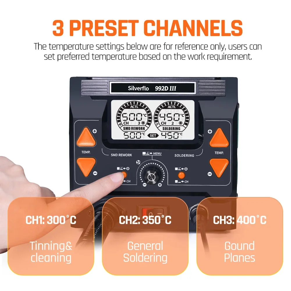 1220W Soldering & Hot Air Rework Station | Precision Temperature Control | C210/C245 Handle Compatible - Thumbnail 2