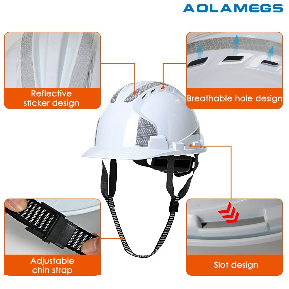 Construction Hard Hat | Thickened ABS with Reflective Stickers | Engineer Workplace Safety - Thumbnail 4