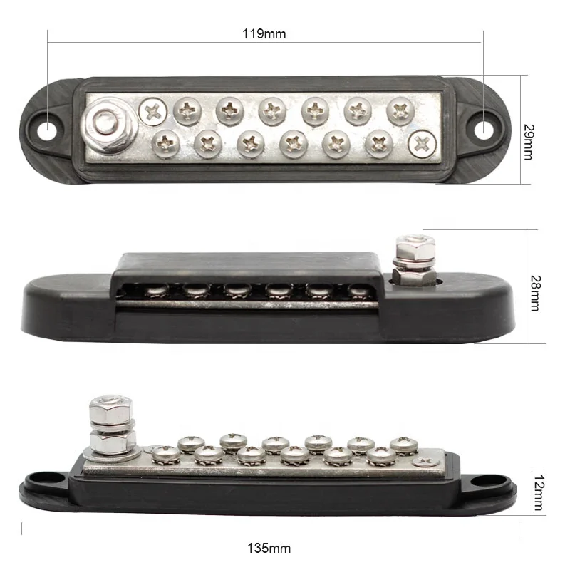 12V Power Distribution Block | 250A Bus Bar with 12-Terminal Design - Thumbnail 2