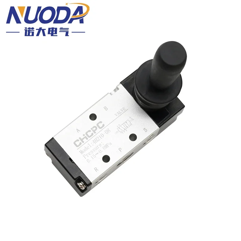 5/2-Way Pneumatic Valve | Manual Hand Lever Control | 3/5-Port Push-Pull Valve - Thumbnail 4