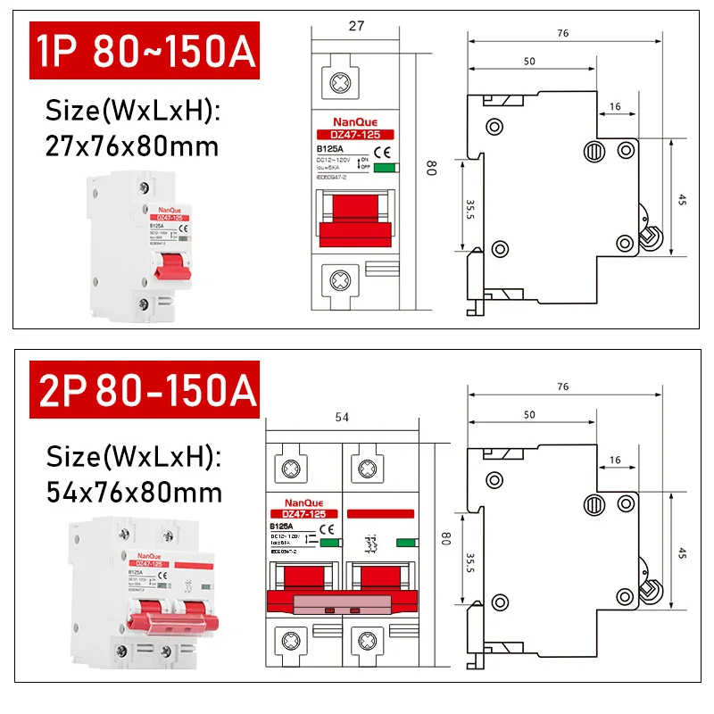 DC Circuit Breaker | 12-120V B-Curve Protection | 1-150A for Battery & Inverter Systems - Thumbnail 5