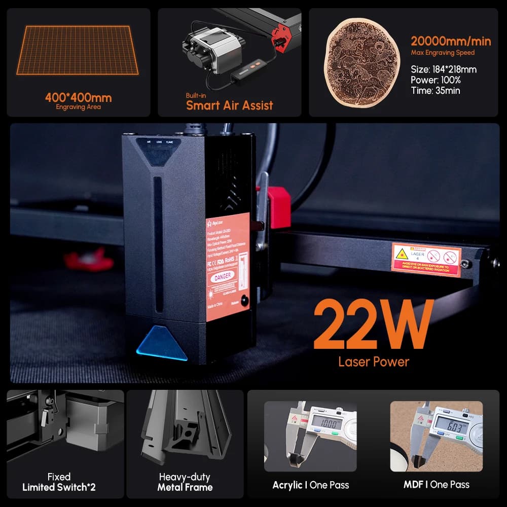 AlgoLaser Engraver | 10W 20W Laser Cutter with App Control | Small Business Woodworking Tool - Thumbnail 3