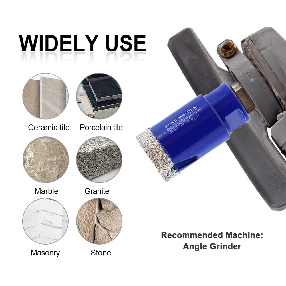 Diamond Hole Saw Kit | 20-110mm Core Drill Bits for Porcelain, Granite & Quartz | M14 Thread - Thumbnail 4