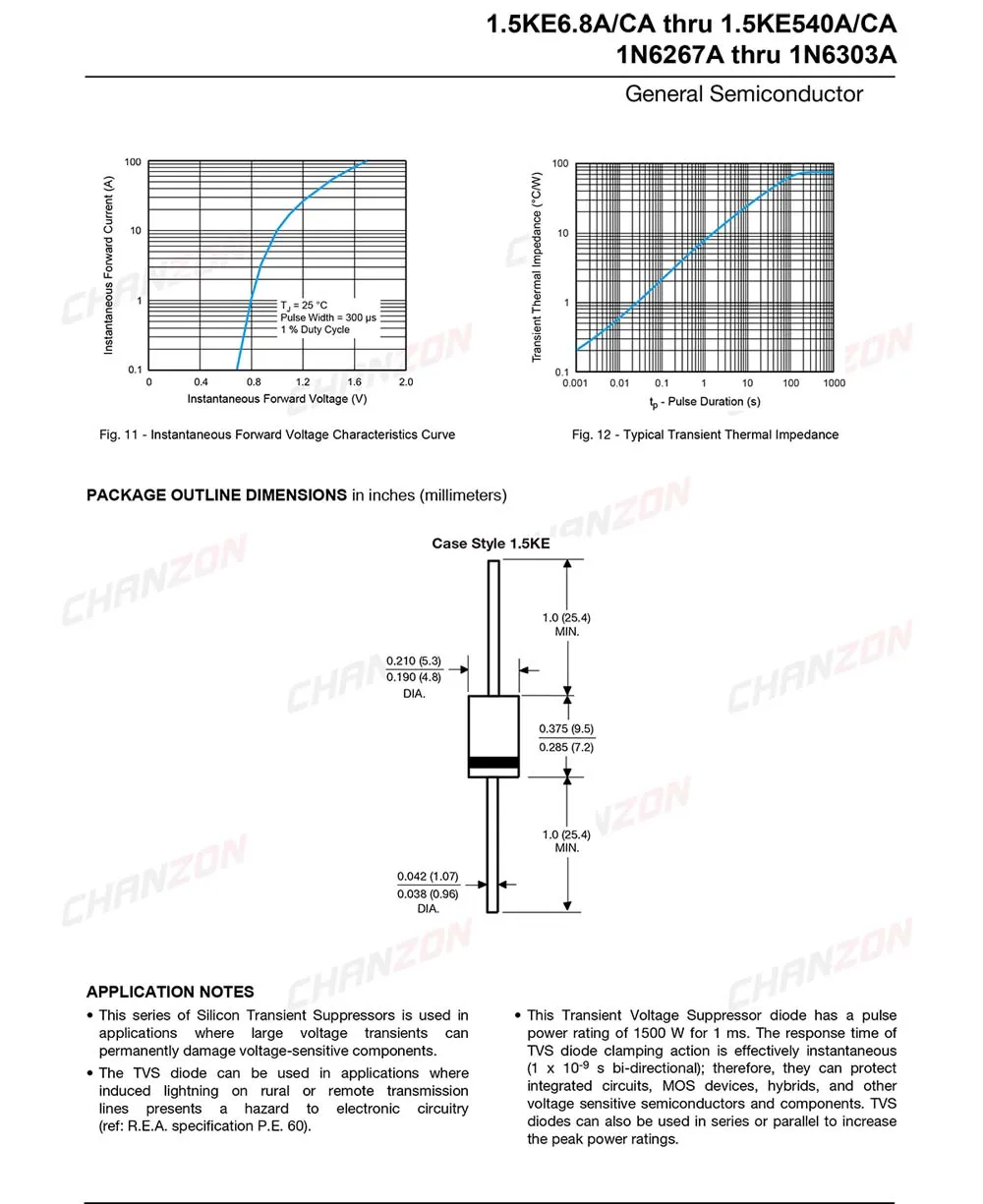 TVS Diode Assortment | 1.5KE Series | 6.8V to 440V | 1500W Surge Protection - Thumbnail 5
