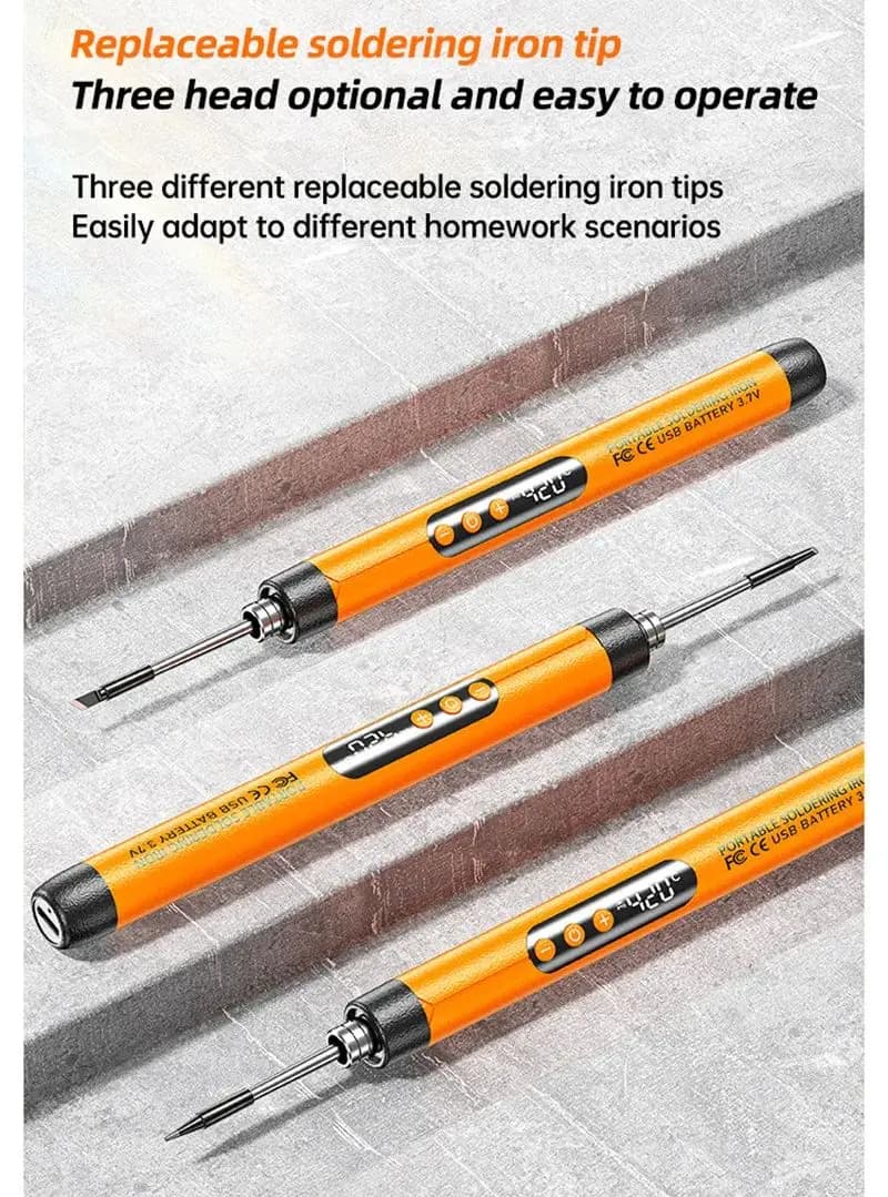 Cordless Soldering Iron Kit | USB-C Rechargeable | Adjustable 300-450°C Temperature Control - Thumbnail 3