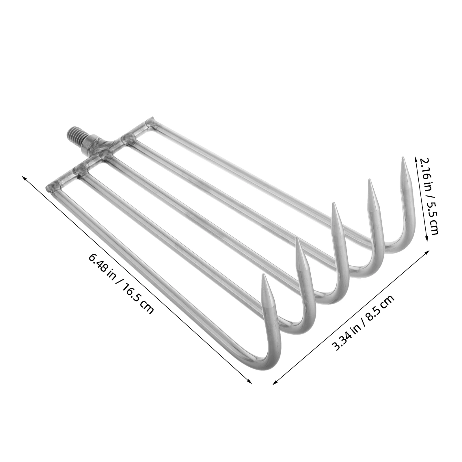 Duty Fishing Rake | Silver Metal Water Plant Tool | For Picking Up Leaves & Grass Clippings - Thumbnail 3