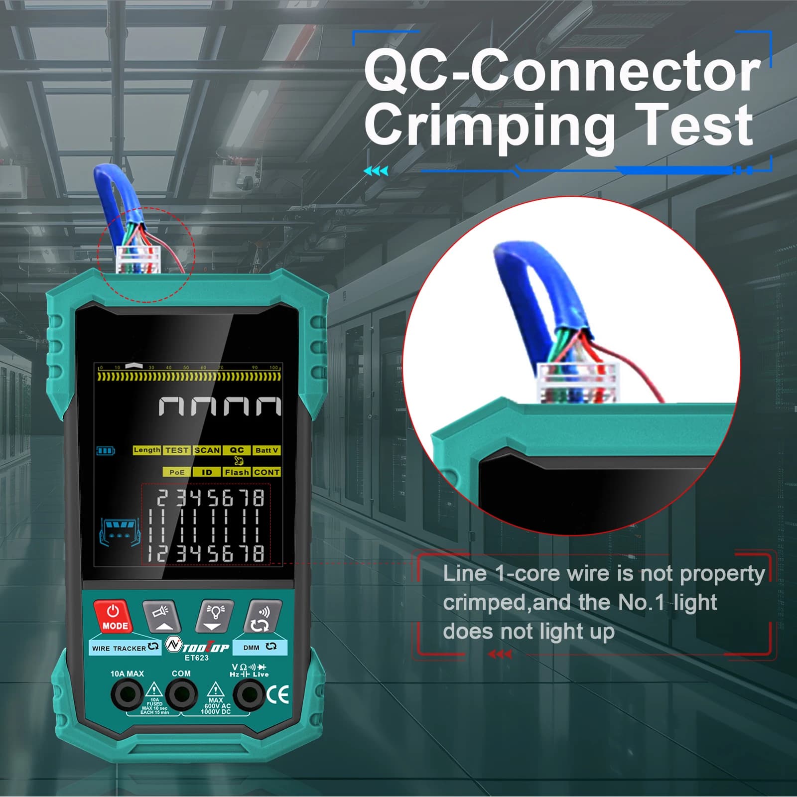 Network Cable Tester | LAN Mapping & PoE Test | 3.2-inch Color LCD - Thumbnail 2