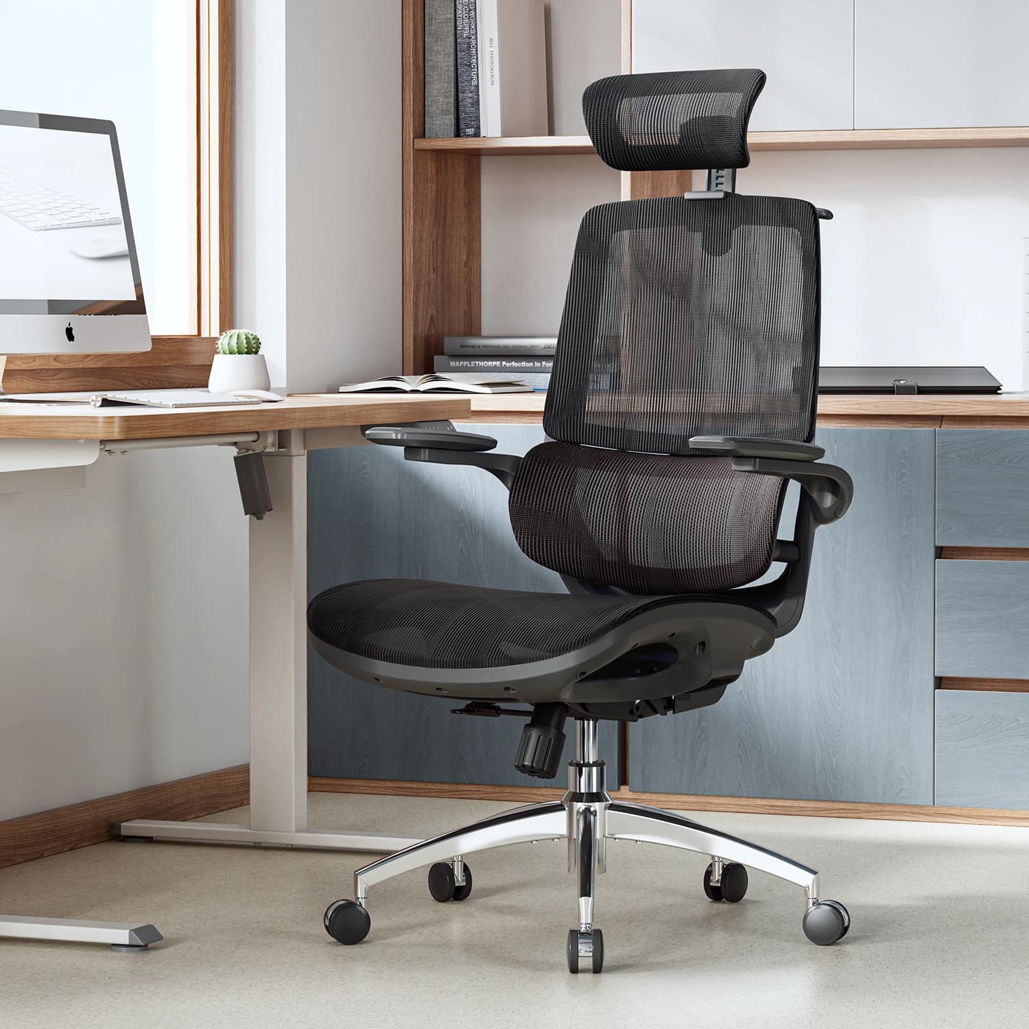 Ergonomic Office Chair | 3D Flip-Up Armrests & Adjustable Headrest | Computer Chair with Lumbar Support - Thumbnail 6