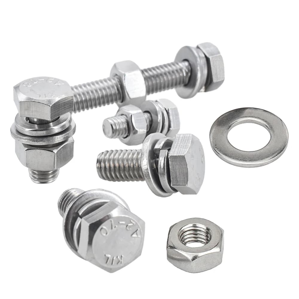 Hex Bolt & Nut Set | 304 Stainless Steel | M4-M12 Full Extension Screws - Thumbnail 5