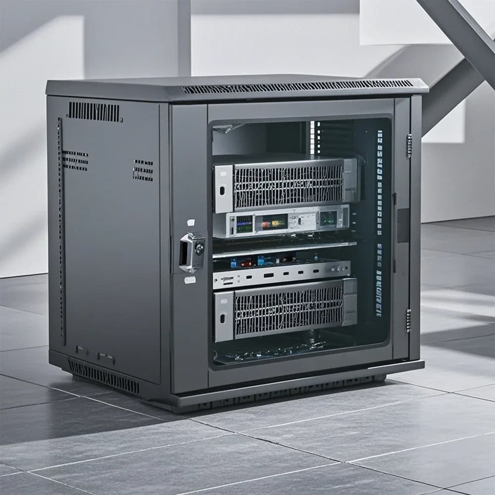 12U Server Rack Cabinet | Glass Front Door | Data Center & CCTV Security Enclosure - Thumbnail 2