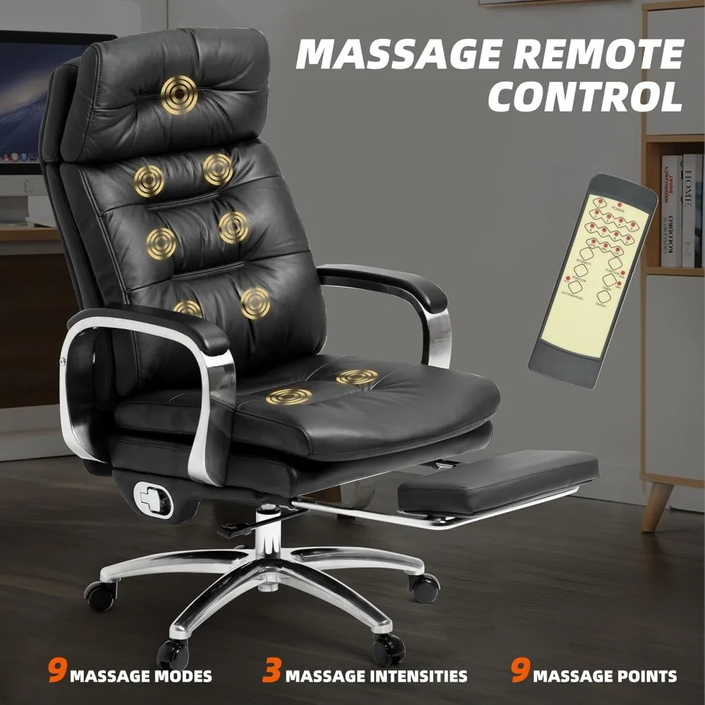 Massage Office Chair | Full Recline & Ventilation | Executive Ergonomic Management with Footrest - Thumbnail 4