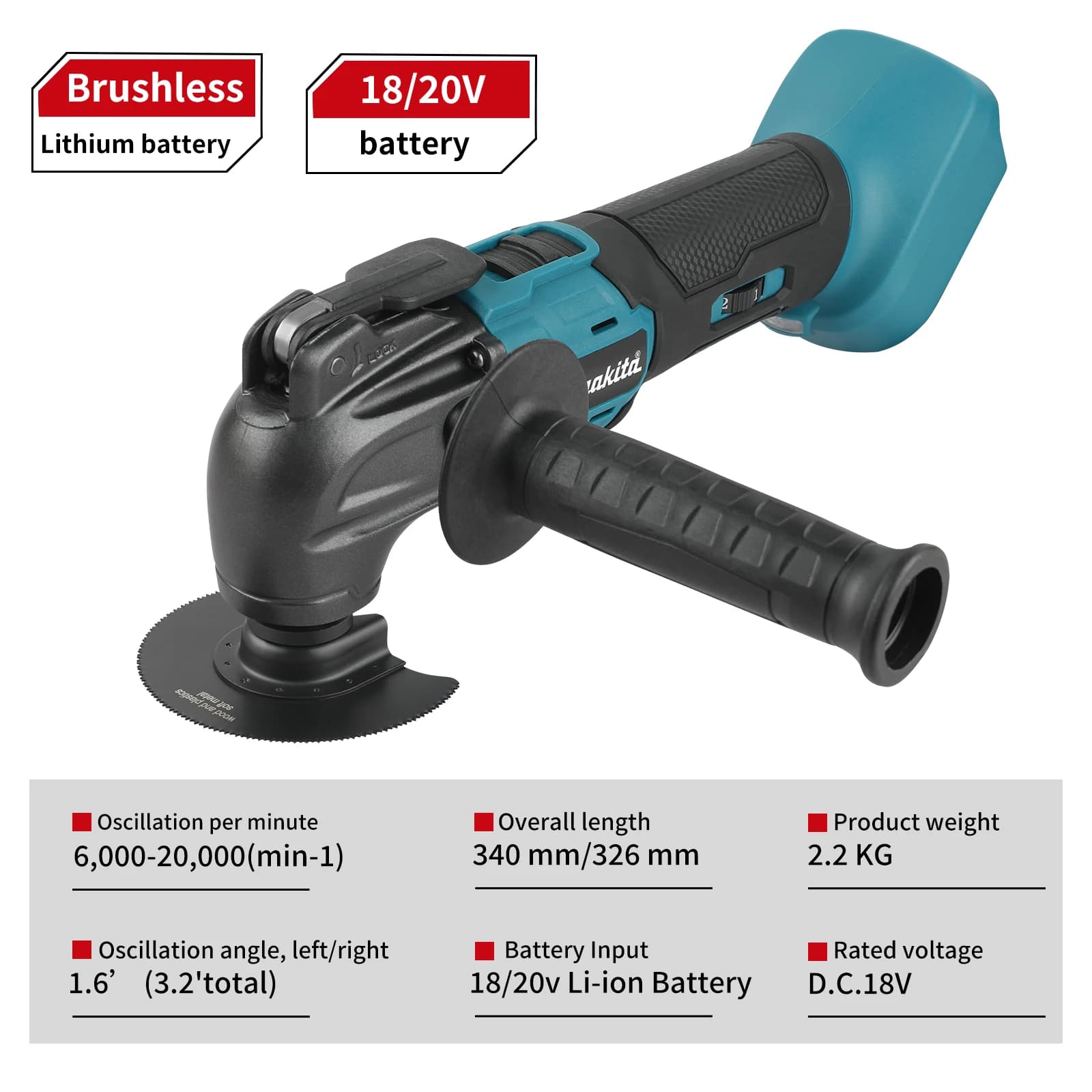 Makita 18V Brushless Oscillating Multi-Tool | Quick-Change System | Professional Renovation & Trimming Kit - Thumbnail 3