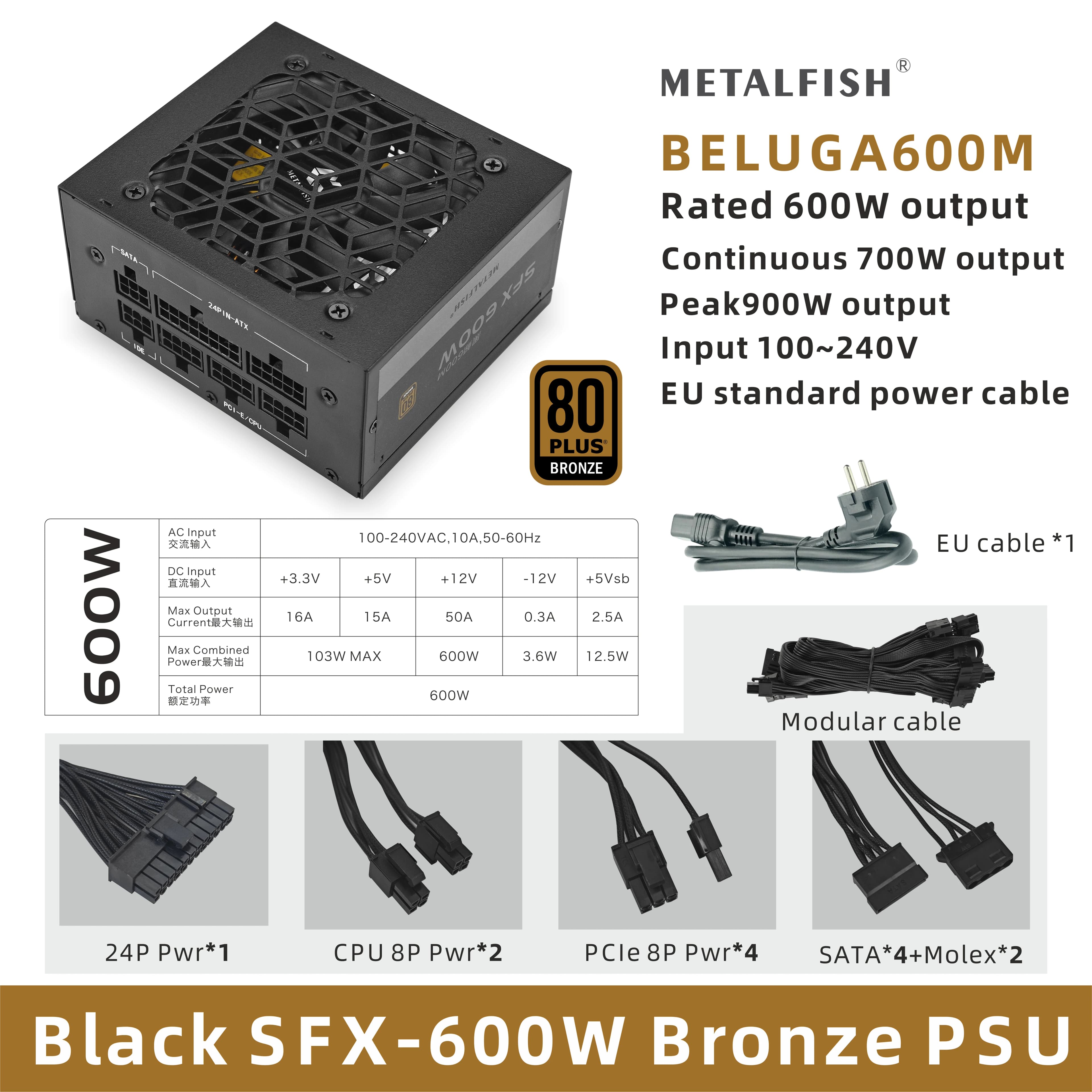 500W SFX Power Supply | 80 Plus Bronze | Fully Modular for Mini-ITX PC Builds - Thumbnail 2