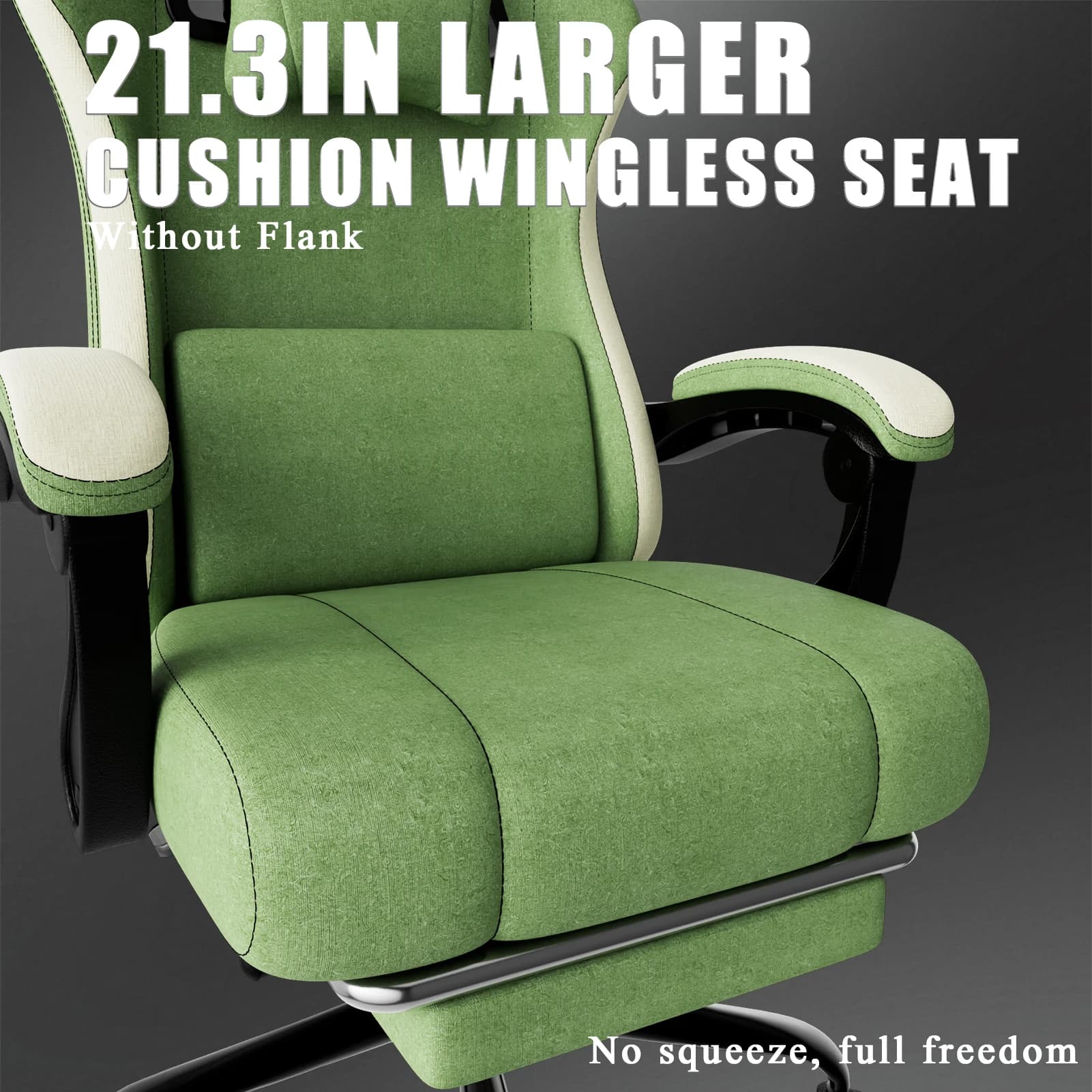 Gaming Chair | Pocketed Spring Cushion & Adjustable Lumbar Support | Breathable Fabric Office Chair - Thumbnail 6