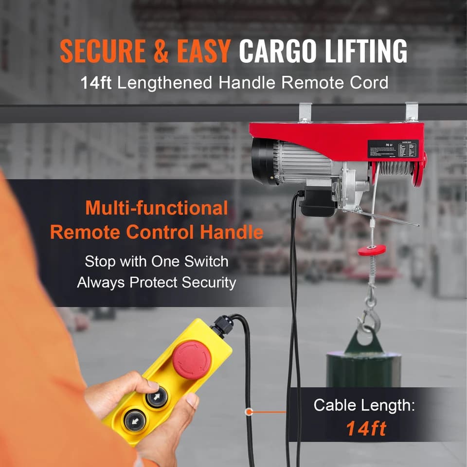 Come Along Winch | 800kg Lifting Crane | Wireless Remote for Garage - Thumbnail 3