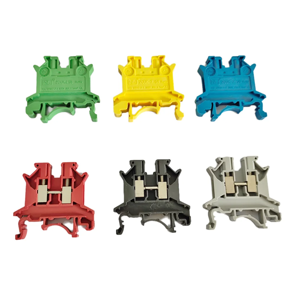 UK2.5B DIN Rail Terminal Blocks Jumpers End Covers Fixed Bridge Marker Strip Aluminum Rail Assembly 2.5mm² Cable Connector Kit - Thumbnail 2
