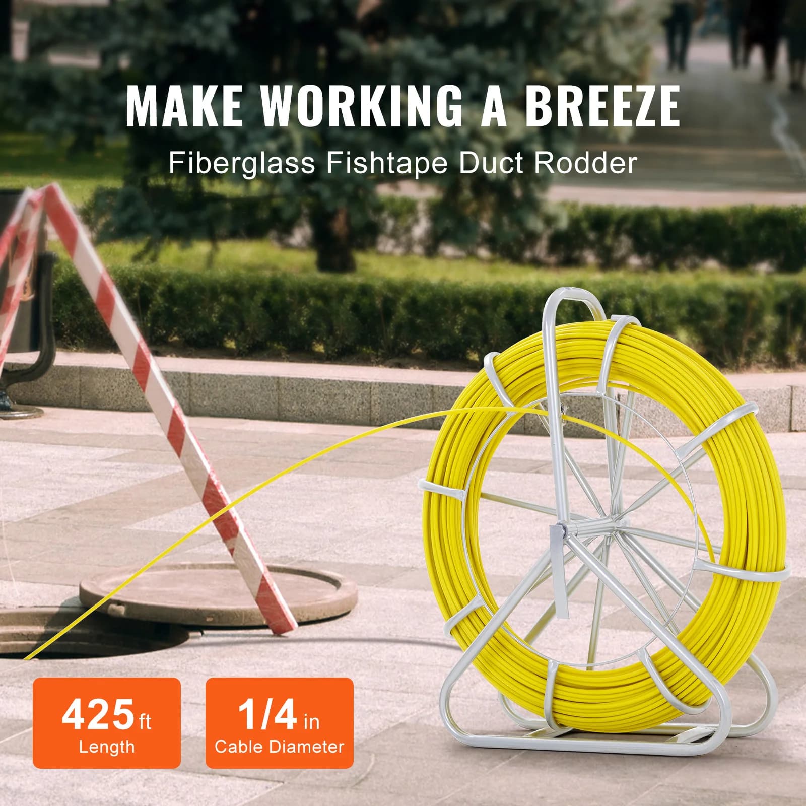 Fiberglass Fish Tape | 425-656 ft Wire Puller for Conduit & Walls | Heavy-Duty Electrical Tool - Thumbnail 2
