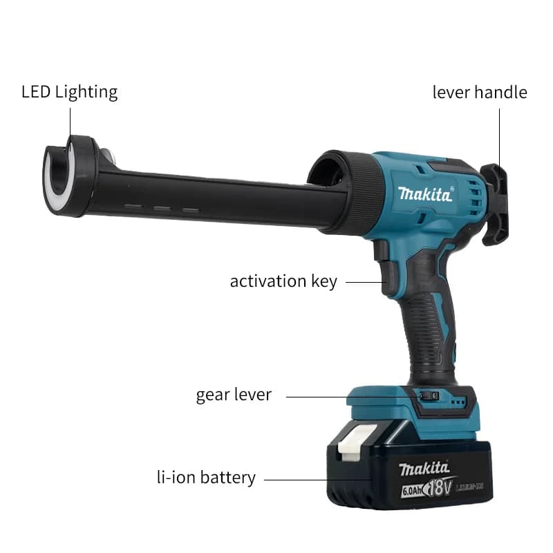 Makita 18V Cordless Caulking Gun | 6-Speed LED Silicone Applicator | Professional Sealant Tool - Thumbnail 6