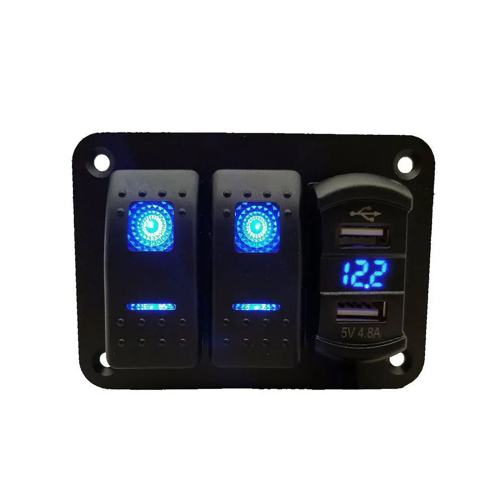 Marine-Grade Switch Panel | 4.2A Dual USB Fast Charger | Waterproof LED Rocker Switches - Thumbnail 6