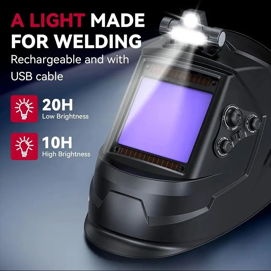 Auto-Darkening Welding Helmet | Wide Shade Range 4-9/9-13 | TIG MIG ARC Grinding Shield - Thumbnail 3