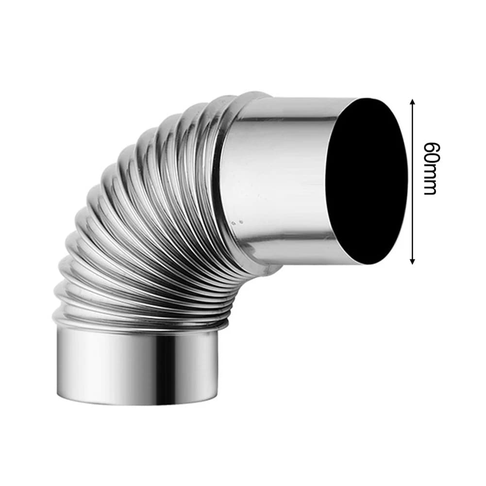 90° Stove Pipe Elbow | Heavy-Duty Stainless Steel Chimney Liner for Wood Stoves & Camping - Thumbnail 2