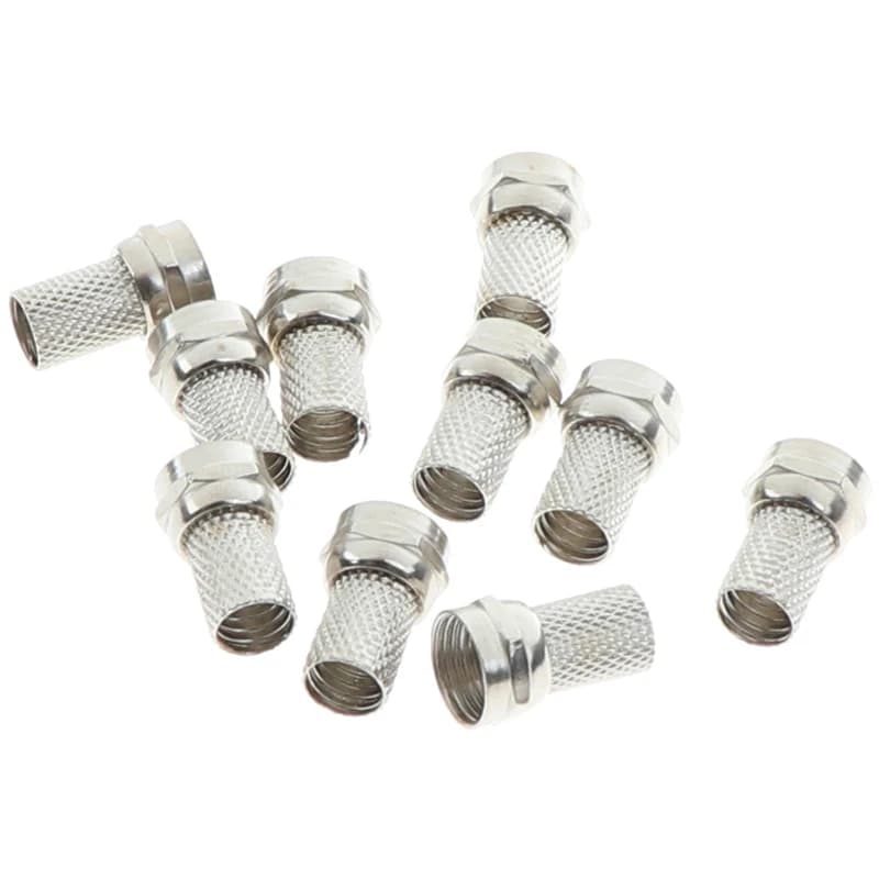 F Connector 10-Pack | Screw-On Type for RG6 Coax Cable | Satellite TV Antenna - Thumbnail 2